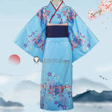 Rurouni Kenshin Kamiya Kaoru Blue Kimono Cosplay Costume