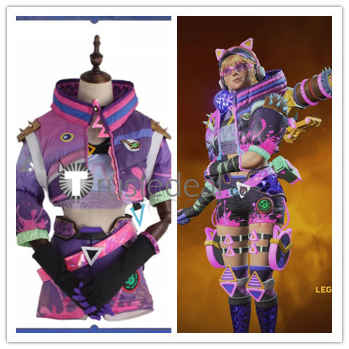 Apex Legends Kawaii Voltage Kawaii Kitty Wattson Pink Blue Cosplay Costume