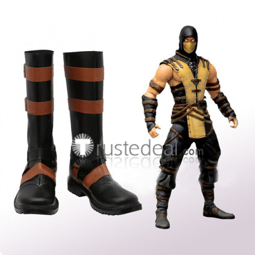 Mortal Kombat Scorpion Hanzo Hasashi Yellow Black Cosplay Costume