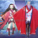 Kimetsu no Yaiba Demon Slayer Onmyoji Nezuko Kamado Red Kimono Cosplay Costume
