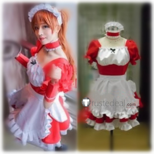 Neon Genesis Evangelion Rei Ayanami Asuka Langley Soryu Red Blue Maid Cosplay Costume