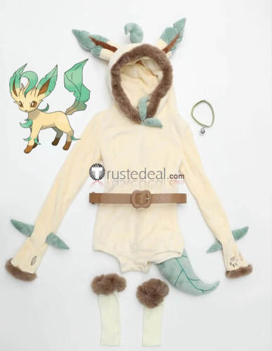 Pokemon Gijinka Leafeon Jolteon Fluffy Jumpsuit Bunny Suit Cosplay Costume