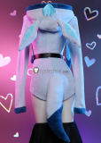 Gijinka Vaporeon Glaceon Blue Fluffy Jumpsuit Bunny Suit Cosplay Costume