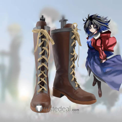 Kara no Kyoukai The Garden of Sinners Shiki Ryougi Brown Cosplay Shoes Boots