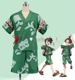 Pokemon Scarlet and Violet The Teal Mask DLC Juliana Aoi Florian Haruto Green White Jinbei Kimono Cosplay Costume