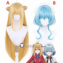 Hikikomari Kyuuketsuki no Monmon Terakomari Gandesblood Villhaze Blue Blonde Cosplay Wig Necklace