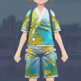 Pokemon Scarlet and Violet The Teal Mask DLC Juliana Aoi Florian Haruto Green White Jinbei Kimono Cosplay Costume