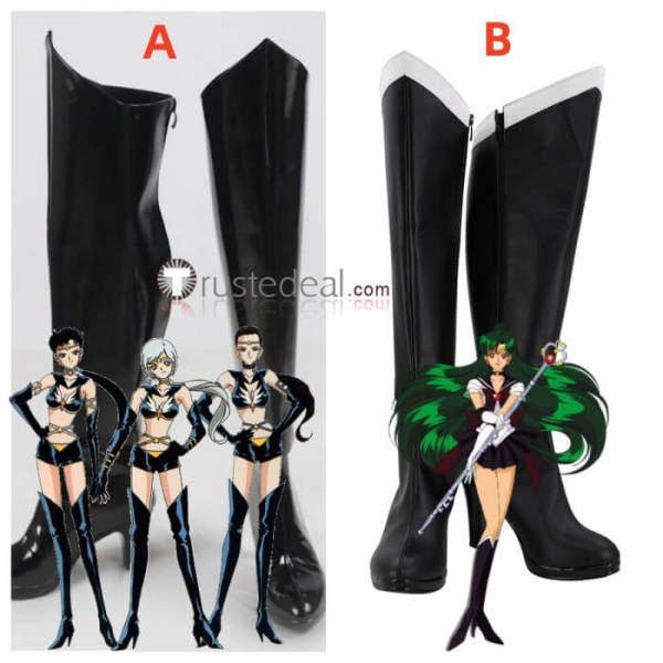 Sailor Moon Sailor Star Maker Seiya Taiki Yaten Kou Sailor Pluto Black Cosplay Shoes Boots