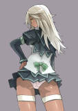 Guilty Gear Elphelt Ramlethal Valentine Ramletherl White Black Green School Academy Uniform Cosplay Costume