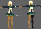 Guilty Gear Elphelt Ramlethal Valentine Ramletherl White Black Green School Academy Uniform Cosplay Costume