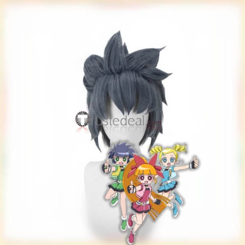 The Powerpuff Girls Z Bubbles Buttercup Yellow Greyish Blue Styled Cosplay Wig
