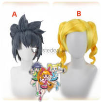 The Powerpuff Girls Z Bubbles Buttercup Yellow Greyish Blue Styled Cosplay Wig