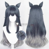 Arknights Texas Blue Black Red Cosplay Wig