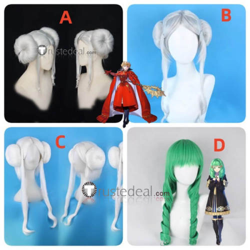 Fire Emblem Three Houses Flayn Edelgard Princess Time Skip Silver Grey White Green Styled Cosplay Wig