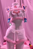 Pokemon Gijinka Sylveon Umbreon Fluffy Jumpsuit Bunny Suit Pink Cosplay Costume
