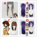 Clannad Nagisa Furukawa Fuko Ibuki Kotomi Ichinose Brown Purple Styled Cosplay Wig