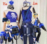 Vocaloid Project Diva X Burning Stone Kagamine Rin Len Blue Cosplay Costume
