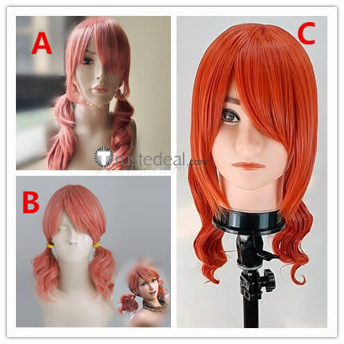 Final Fantasy XIII FF13 Vanille Pink Orange Cosplay Wig
