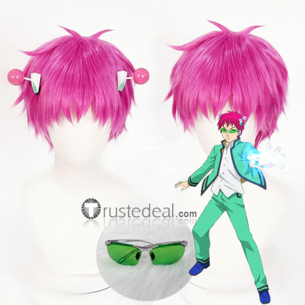 Saiki Kusuo no Sai Nan Kusuo Saiki Pink Cosplay Wig Accessories Glasses