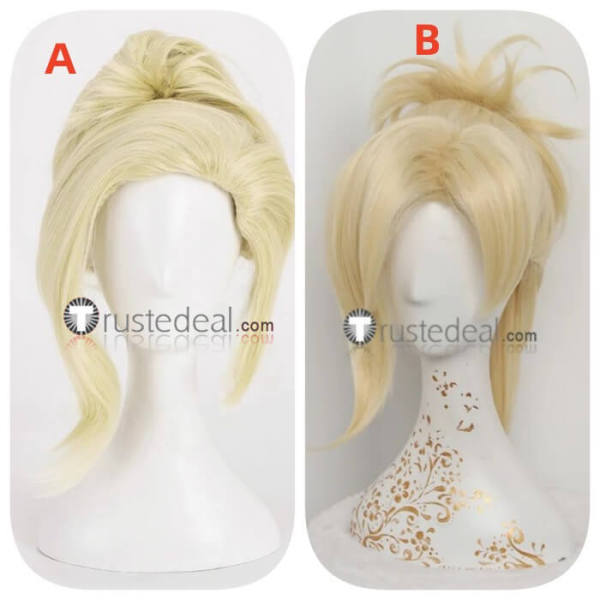 Overwatch Mercy Blonde Ponytail Cosplay Wig