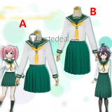 Mahou Shoujo ni Akogarete Gushing Over Magical Girls Hiiragi Utena Hanabishi Haruka Green School Uniform Cosplay Costume