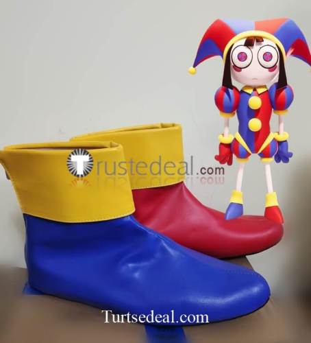 The Amazing Digital Circus Pomni Jester Clown Red Blue Cosplay Shoes Boots