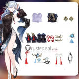 Genshin Impact Frostflower Dew Shenhe Twilight Blossom Ganyu New Outfit Black Cheongsam Cosplay Costume 2