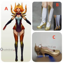 League of Legends LOL Lux Light Elementalist Magma Lux Fire Cosplay Boots and Headdress