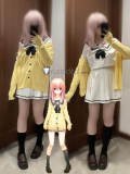 Kimi to Kanojo to Kanojo no Koi Mukou Aoi Miyuki Sone White Black School Uniform Yellow Cardigan Cosplay Costume 2