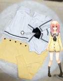 Kimi to Kanojo to Kanojo no Koi Mukou Aoi Miyuki Sone White Black School Uniform Yellow Cardigan Cosplay Costume 2