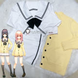 Kimi to Kanojo to Kanojo no Koi Mukou Aoi Miyuki Sone White Black School Uniform Yellow Cardigan Cosplay Costume 2