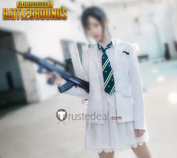 PUBG PlayerUnknown's Battlegrounds White School Uniform Cosplay costume