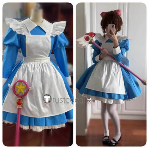 Cardcaptor Sakura Kinomoto Sakura Alice Blue White Cosplay Costume