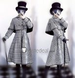 Black Butler Kuroshitsuji Ciel Phantomhive Houndstooth Trench Coat Cosplay Costume