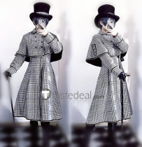 Black Butler Kuroshitsuji Ciel Phantomhive Houndstooth Trench Coat Cosplay Costume