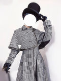Black Butler Kuroshitsuji Ciel Phantomhive Houndstooth Trench Coat Cosplay Costume