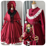 Rozen Maiden Shinku Reiner Rubin Crimson Red Lolita Dress Cosplay Costume