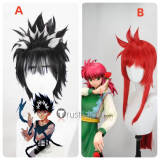 YuYu Hakusho Kurama Hiei Genkai Koenma Pink Red Black Styled Cosplay Wig
