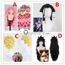 One Piece Sniper Izou Donquixote Doflamingo Charlotte Linlin Kozuki Momonosuke Black Pink Styled Oiran Geisha Cosplay Wig