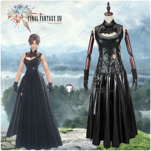 Final Fantasy XIV FF14 FFXIV YoRHa Type-51 Robe Casting Black Cosplay Costume
