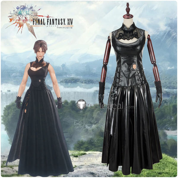 Final Fantasy XIV FF14 FFXIV YoRHa Type-51 Robe Casting Black Cosplay Costume