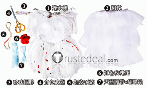 Identity V Bloody Queen Mary False Hope Water Mirror White Gown Cosplay Costume