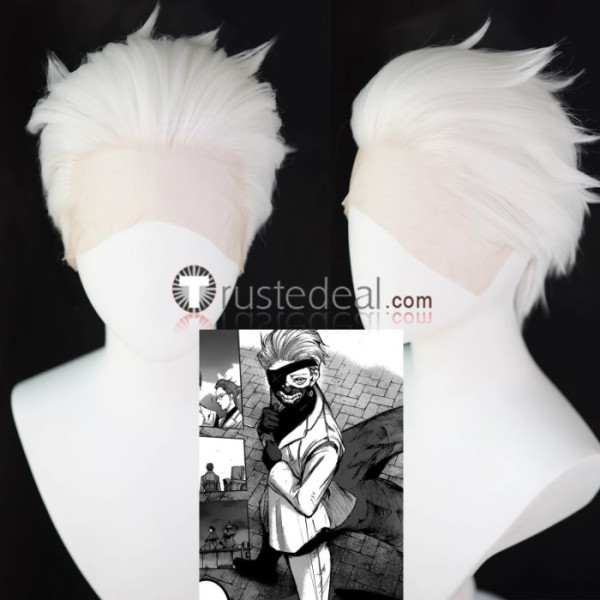 Tokyo Ghoul Kaneki Ken Boss Slicked Back Lace Front White Cosplay Wig Manga