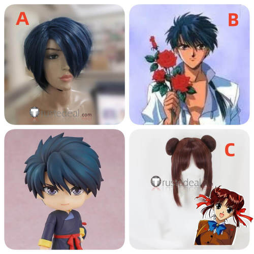 Fushigi Yuugi Tamahome Kishuku Sou Miaka Yuki Brown Blue Green Styled Cosplay Wig