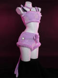 Pokemon Gijinka Alolan Vulpix Espeon Pikachu Fluffy Jumpsuit Bunny Suit Yellow Cosplay Costume