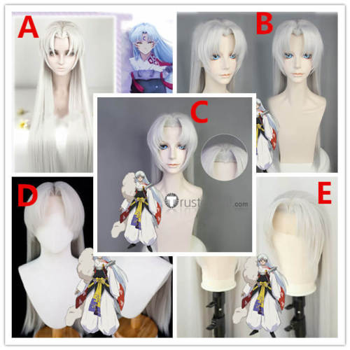 Inuyasha Sesshoumaru Silver White Lace Front Styled Cosplay Wig
