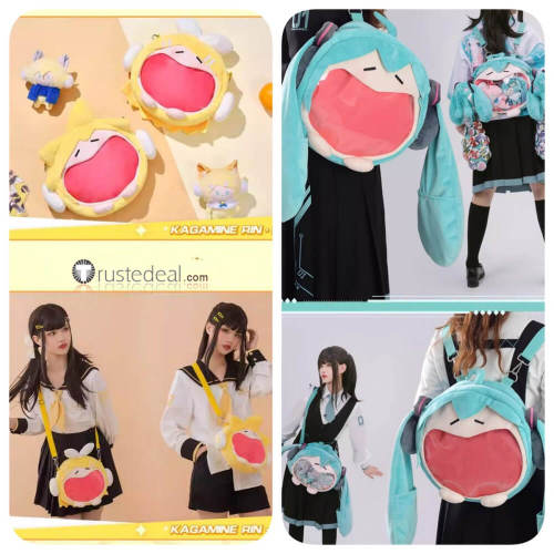 Bilibili Vocaloid Kagamine Rin Len Smily Face Ita Bag Backpack Shoulder Bag Props Accessories