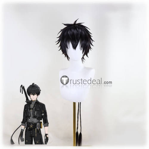 Wuthering Waves Protagonist Male Rover Black Galbrena Grey Blue Highlight Styled Cosplay Wig