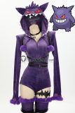 Gijinka Gengar Flareon Vaporeon Blue Jumpsuit Swimsuit Purple Bunny Suit Cosplay Costume