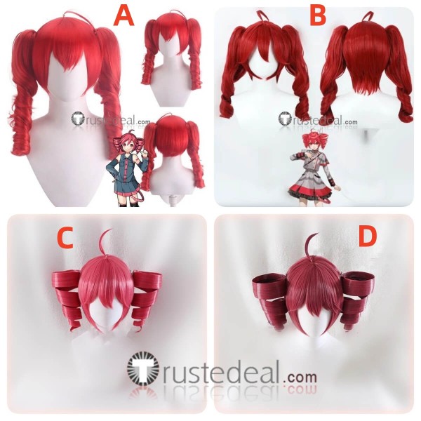 VOCALOID Kasane Teto Red Ponytails Twin Drills Cosplay Wig